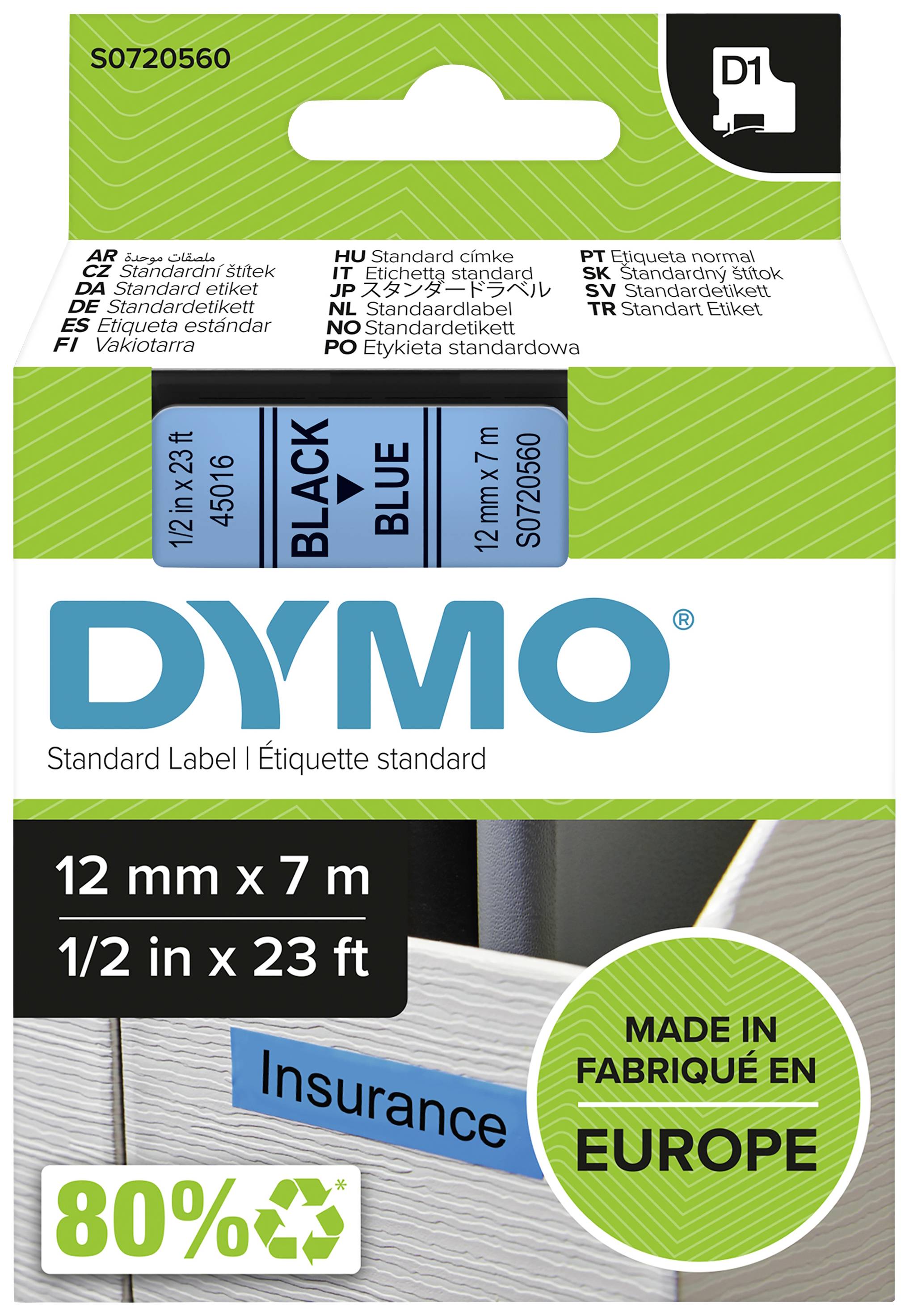 DYMO D1 Schriftband 45016 12mmx7.0m schwarz->blau - S0720560