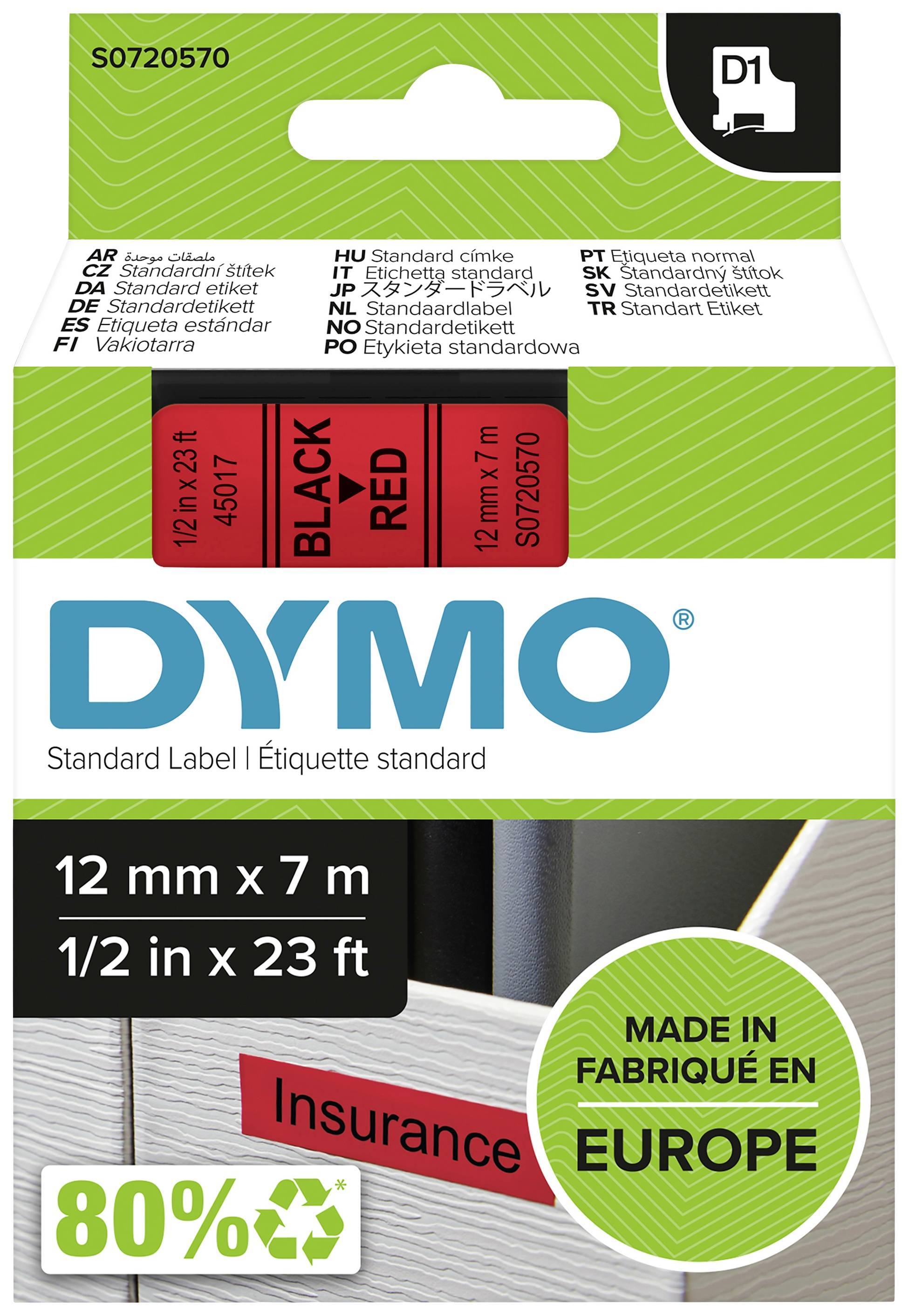 DYMO D1 Schriftband 45017 12mmx7.0m schwarz->rot - S0720570