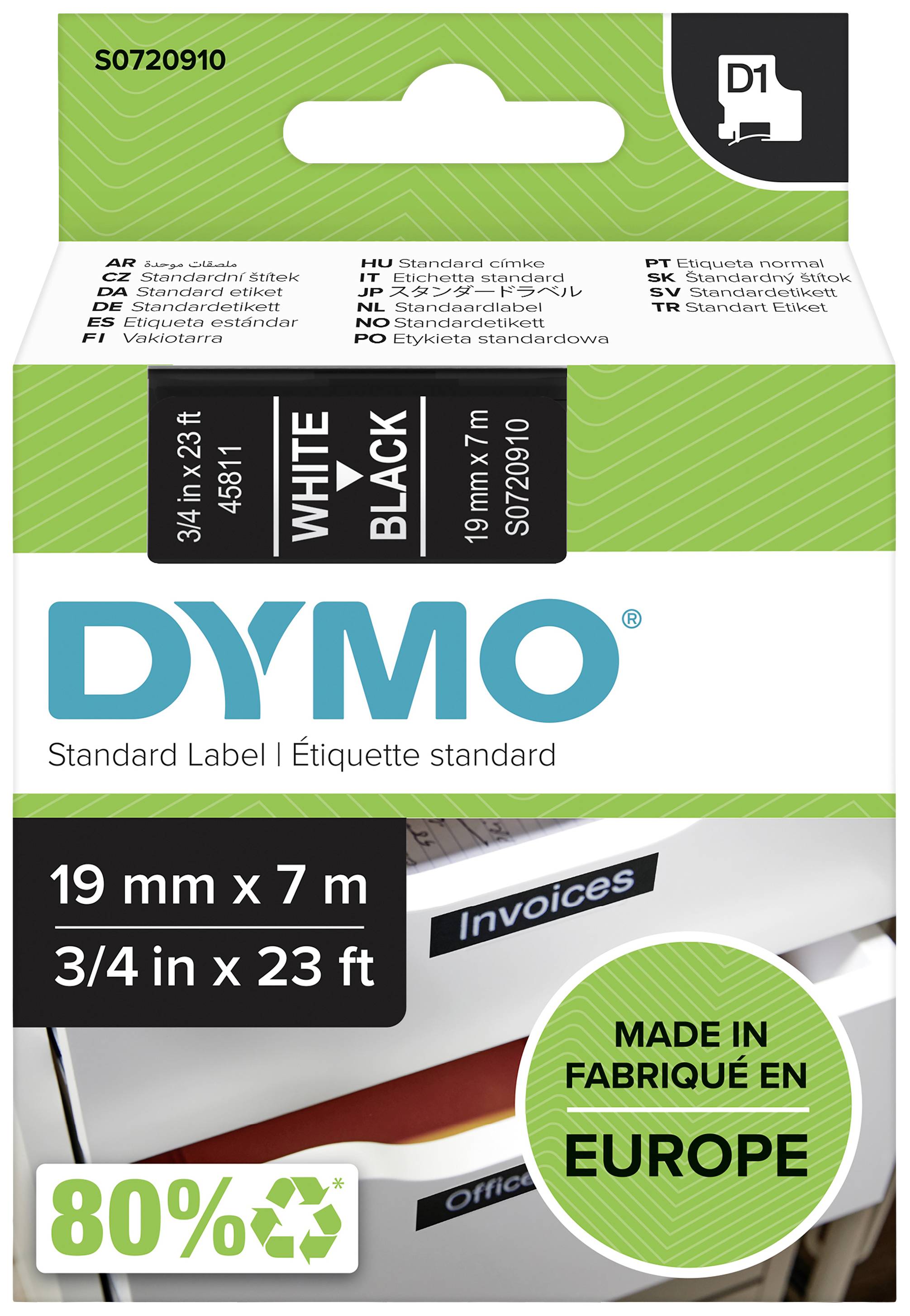 Dymo S0720910, Schriftbänder, DYMO D1 Schriftband 45811 S0720910 (BILD1)