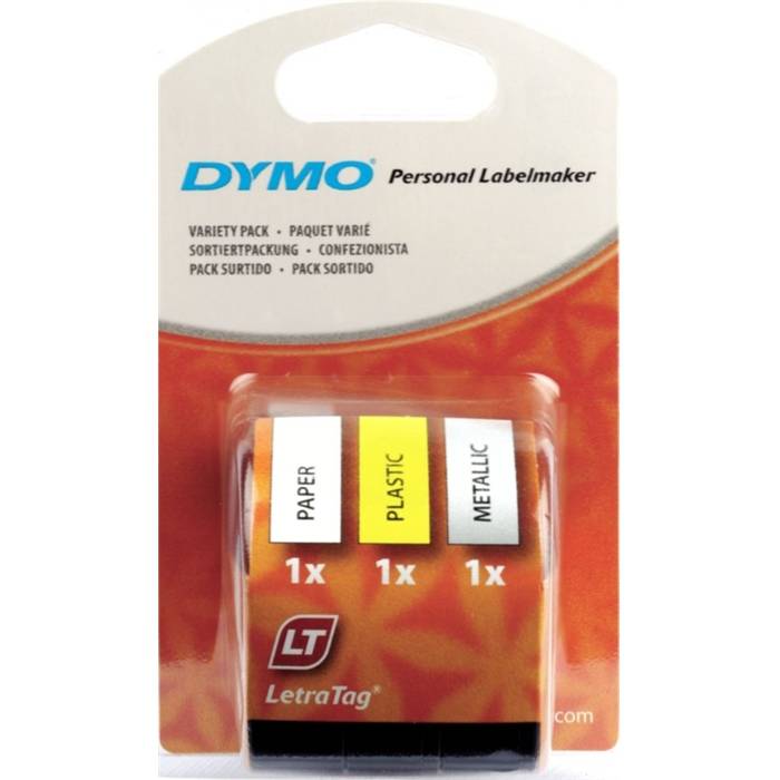 DYMO Etikett LetraTag 12mmx4m schwarz->weiß 3er Set - S0721800