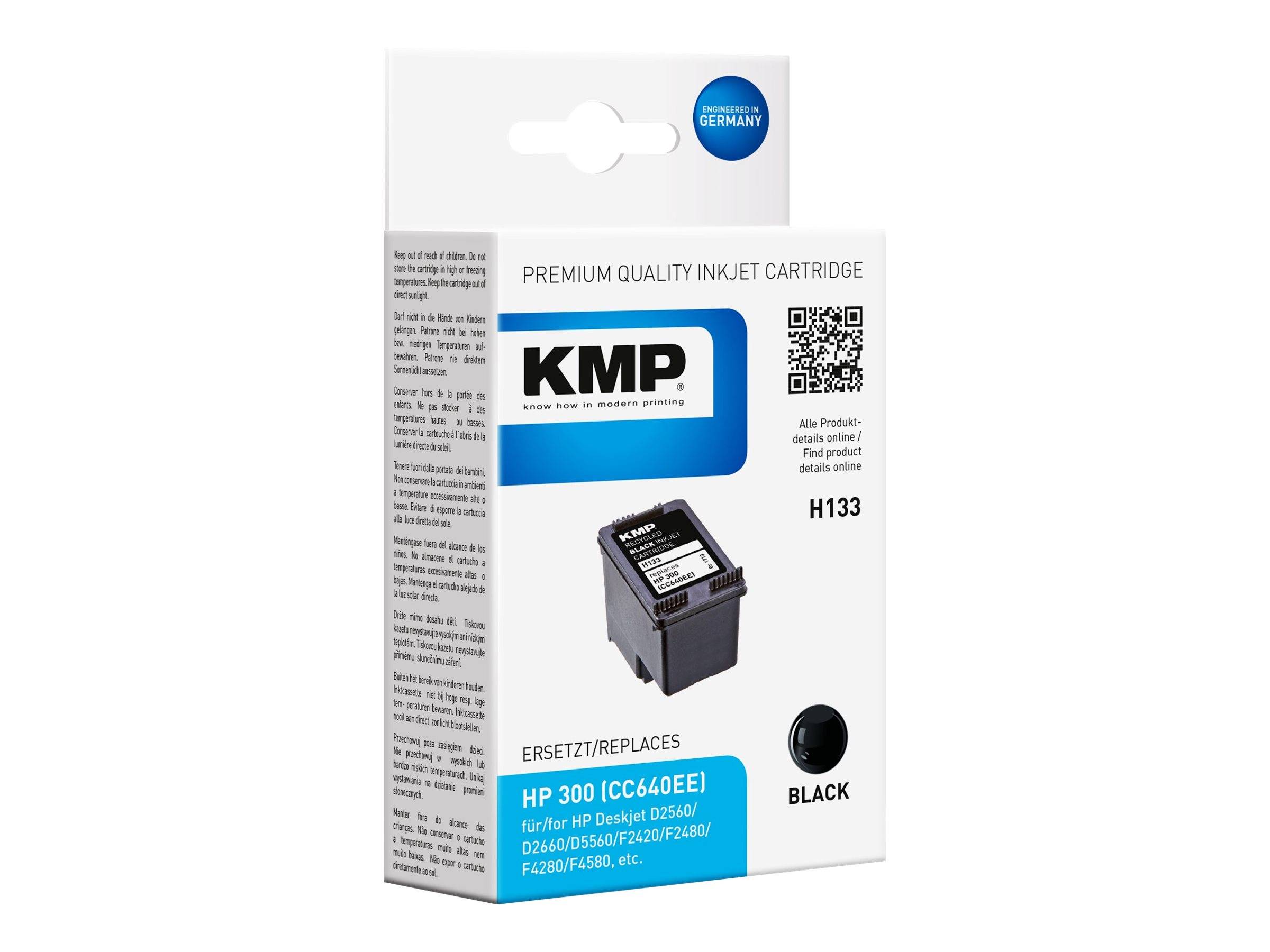 KMP Patrone HP CC640EE NR.300 black 200 S. H133 refilled - 1710,4811