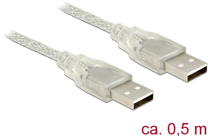 DELOCK USB Kabel A -> A St/St 0.50m transparent - 83886