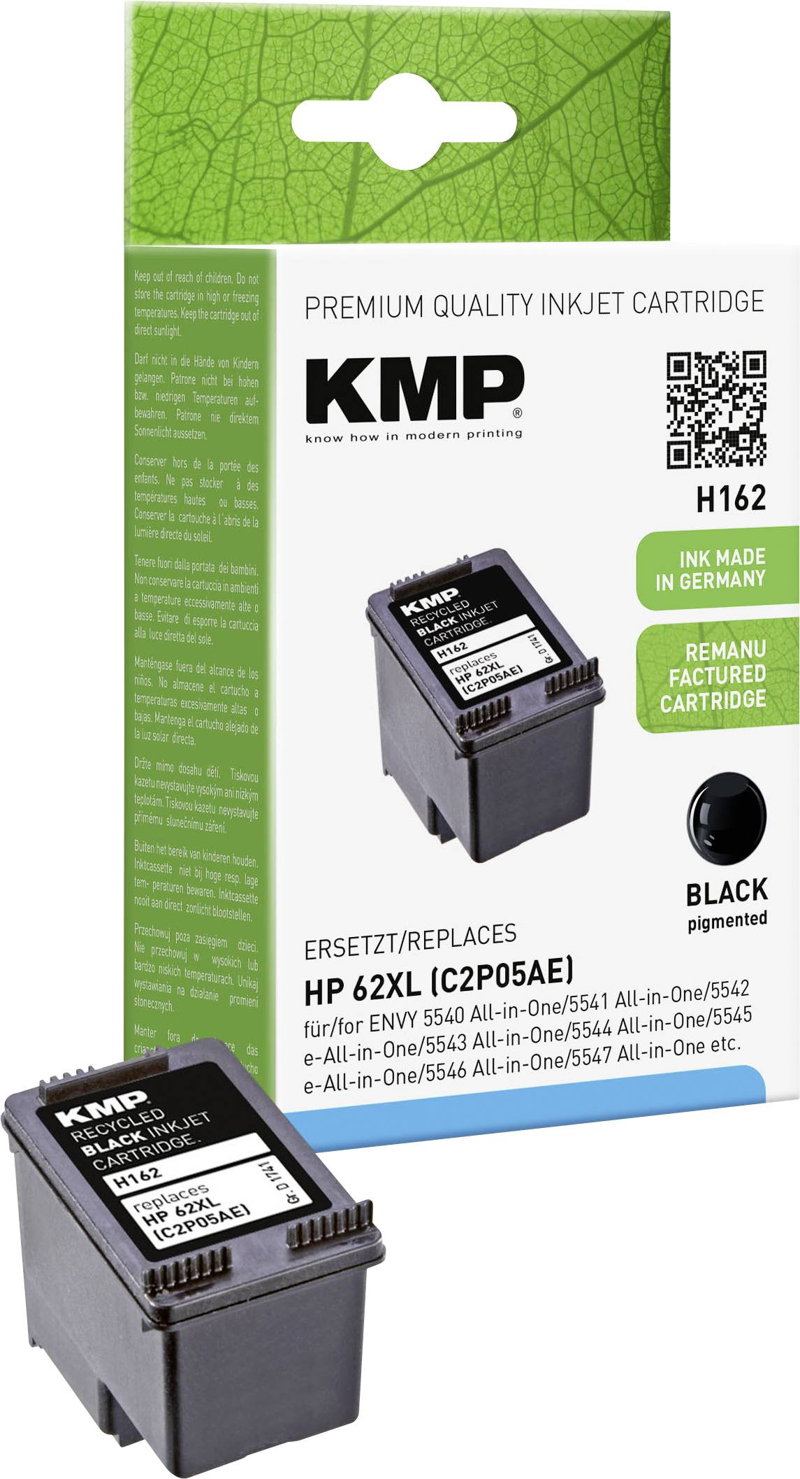 KMP Patrone HP C2P05AE NR.62XL black 600S. H162 refilled - 1741,4001