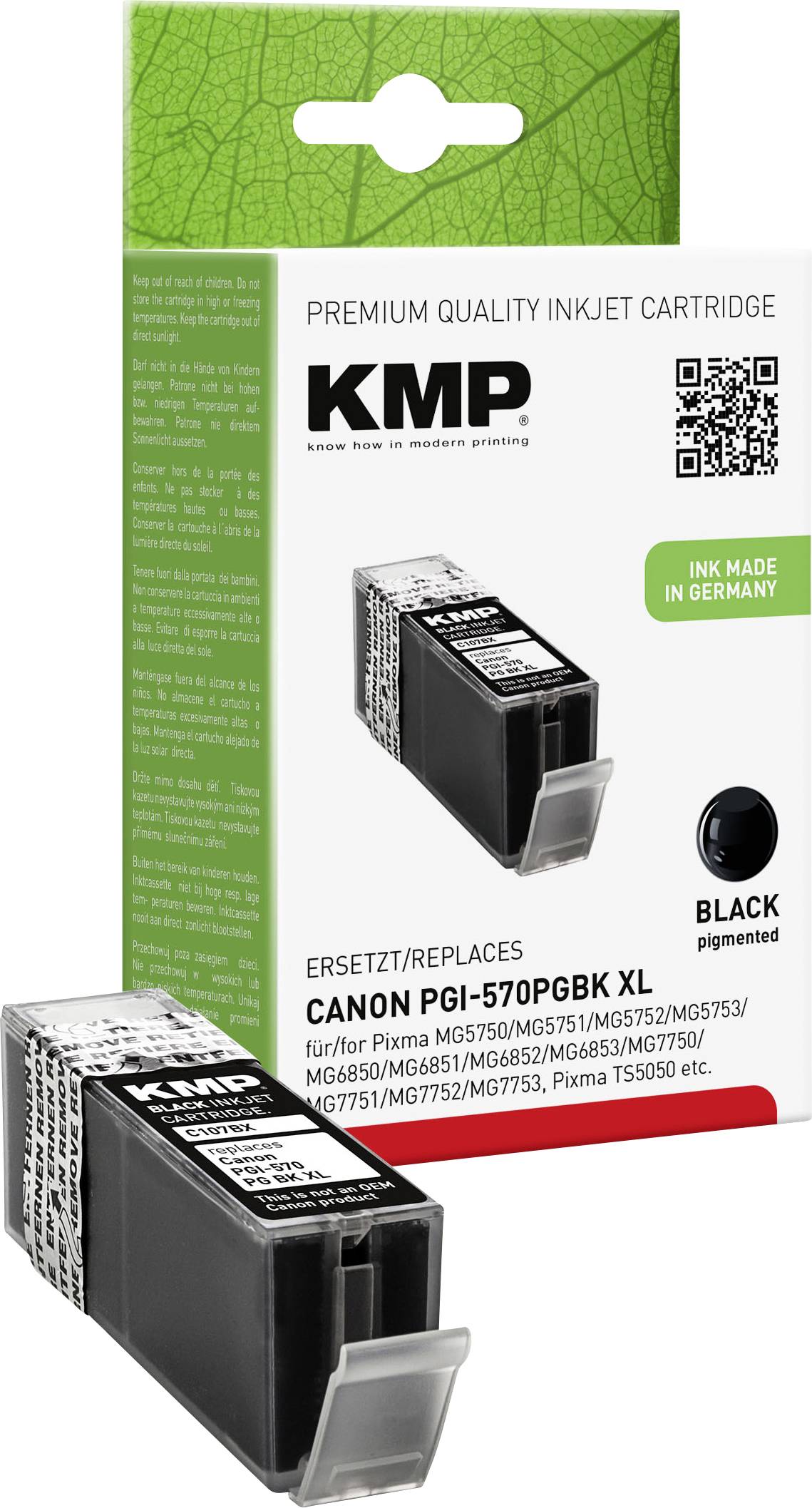 KMP Patrone Canon PGI570 XL black pigm. 500S. C107BPIX kompatibel - 1567,0001