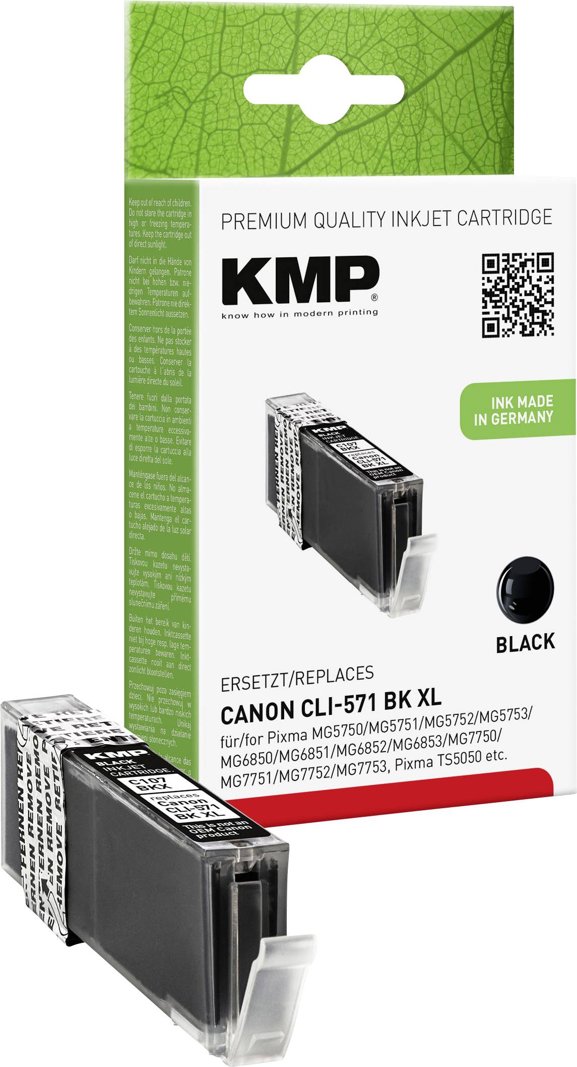 KMP Patrone Canon CLI571 BK XL black 425 S. C107BKX kompatibel - 1568,0001