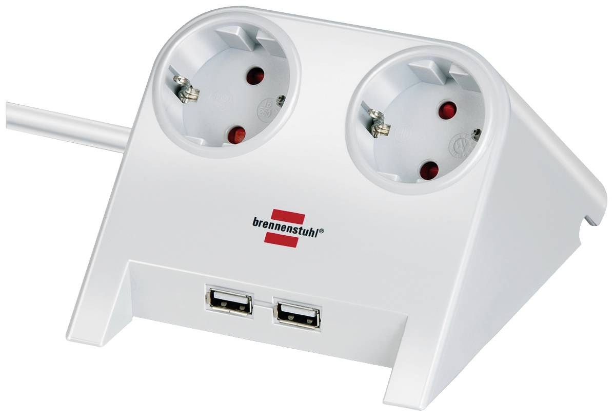 Brennenstuhl Tischsteckdose 2x 2-USB Ports 2100mA weiß - 1153520222