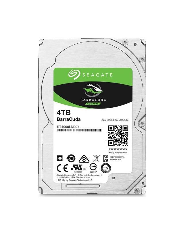 Seagate 6.3cm (2.5) 4TB SATA3 BarraCuda 5400 128MB 15mm intern - ST4000LM024