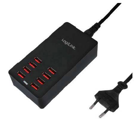 LogiLink USB Ladegerät 8 Port, 44W, schwarz - PA0140