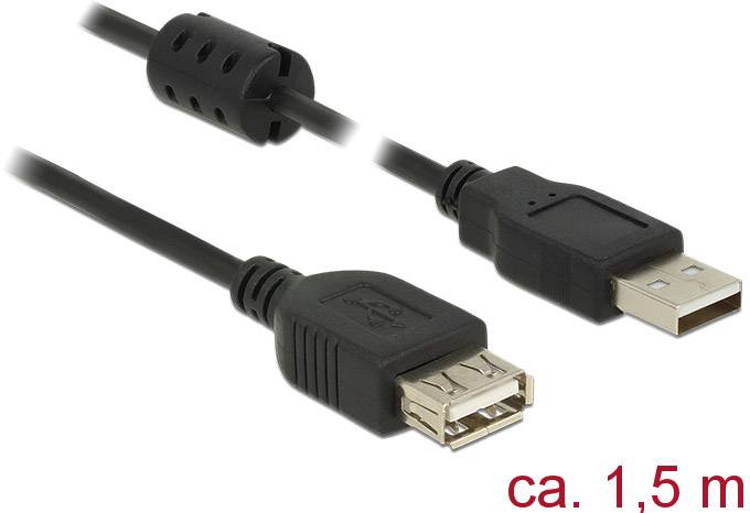 4043619848843 - USB-Kabel usb 20 usb-a Stecker usb-a Buchse 150 m Schwarz mit Ferritkern 84884 - Delock