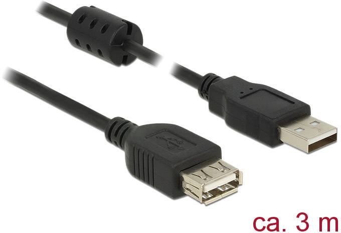 DELOCK USB Verl. A -> A St/Bu 3.00m schwarz - 84886