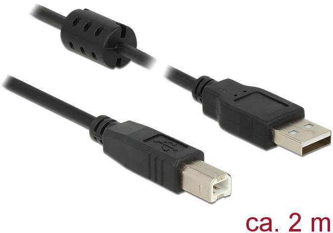 DELOCK USB Kabel A -> B St/St 2.00m schwarz - 84897