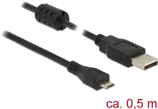 4043619849000 - USB-Kabel usb 20 usb-a Stecker USB-Micro-B Stecker 050 m Schwarz mit Ferritkern 84900 - Delock