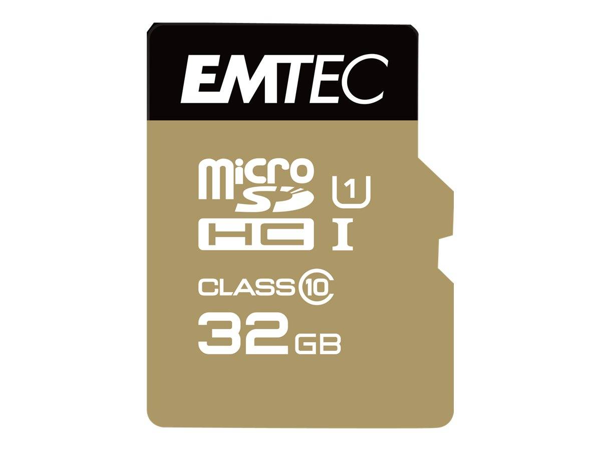 3126170142269 - EMTEC Gold+ - Flash-Speicherkarte (SD-Adapter inbegriffen) - 32 GB - Class 10 - microSD - Gold