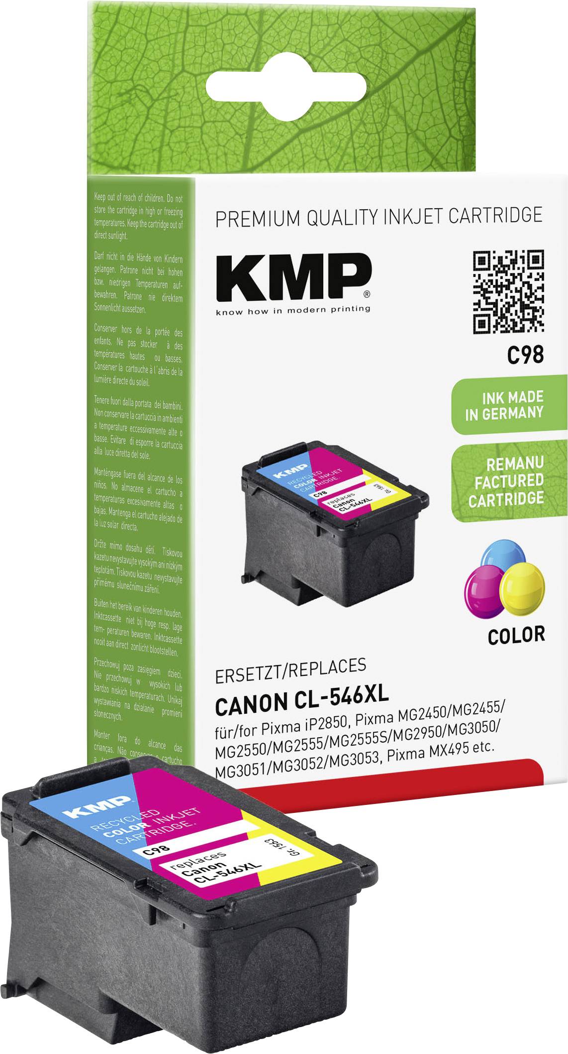 KMP Patrone Canon CL546XL color 300 S. C98 refilled - 1563,4030