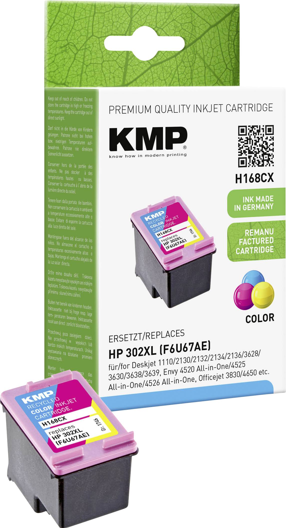 KMP Patrone HP F6U67AE NR.302XL color 350 S. H168CX refilled - 1746,4030