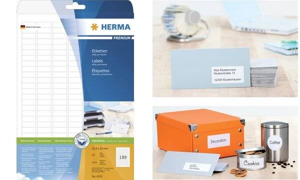 HERMA Adressetiketten Premium A4 weiß 63,5 x 33,9 mm 600St. - 4500