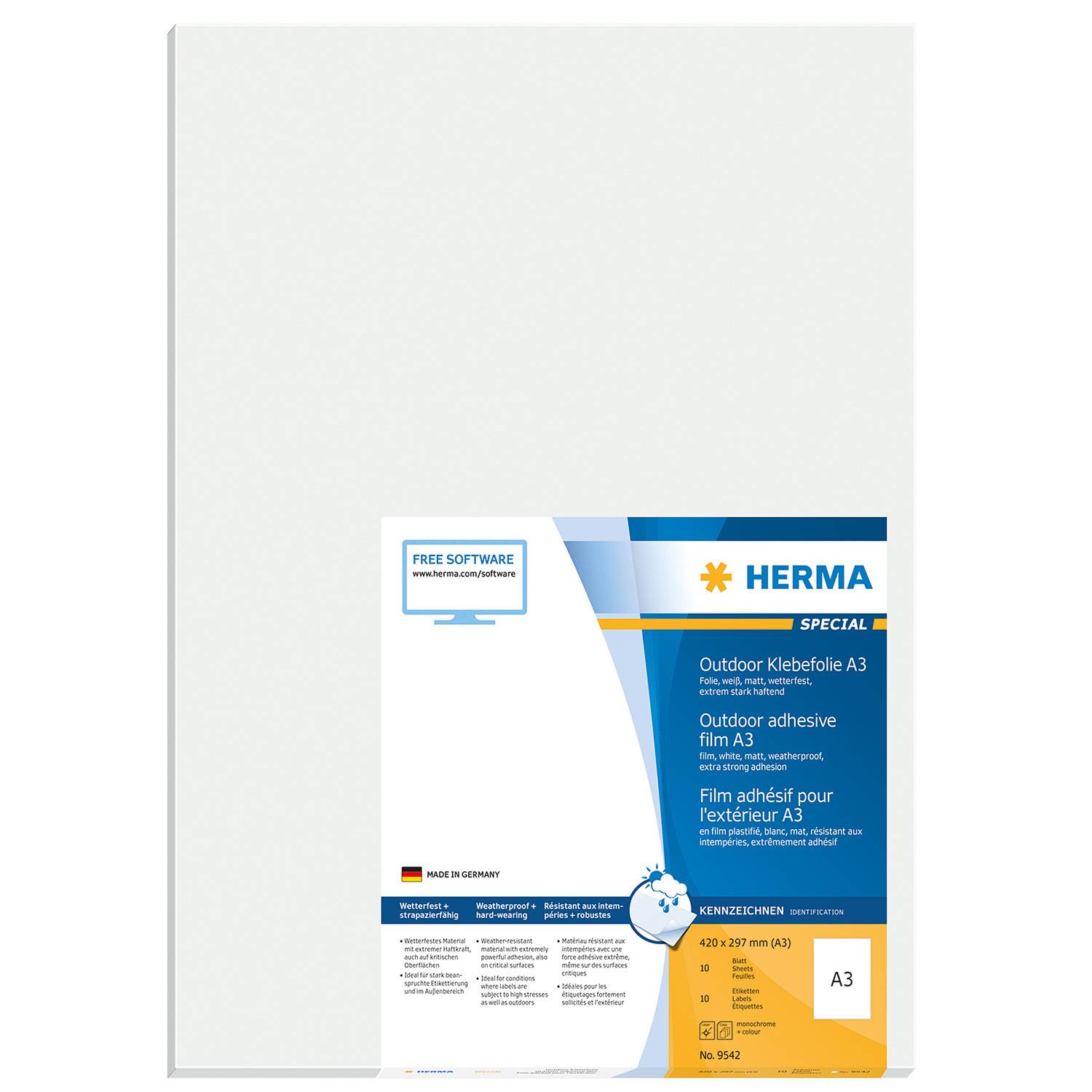 HERMA Etik. A3 Outdoor Klebefolie weiß 297x420 mm 10 St - 9542