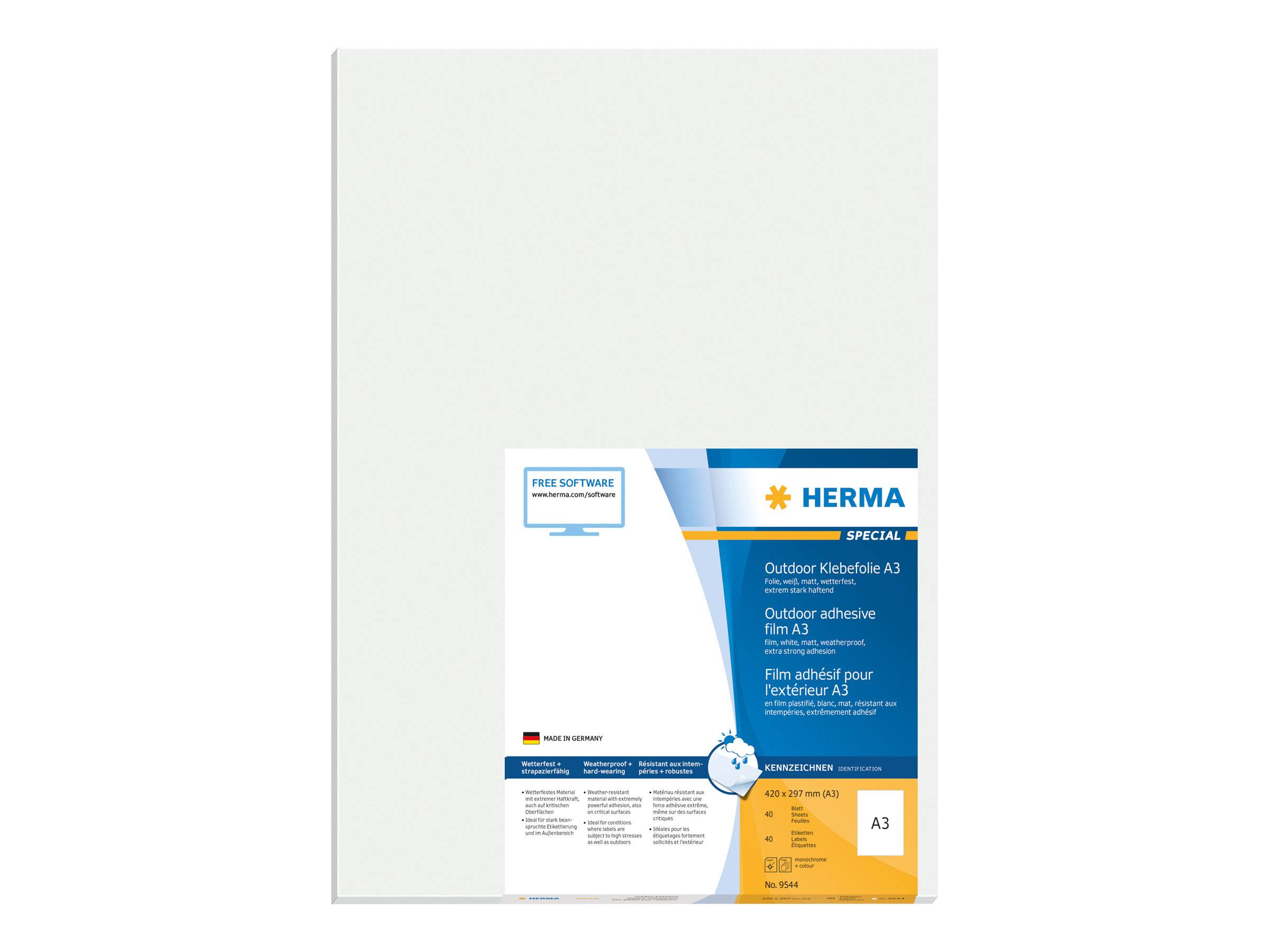 HERMA Etik. A3 Outdoor Klebefolie weiß 297x420 mm 40 St - 9544