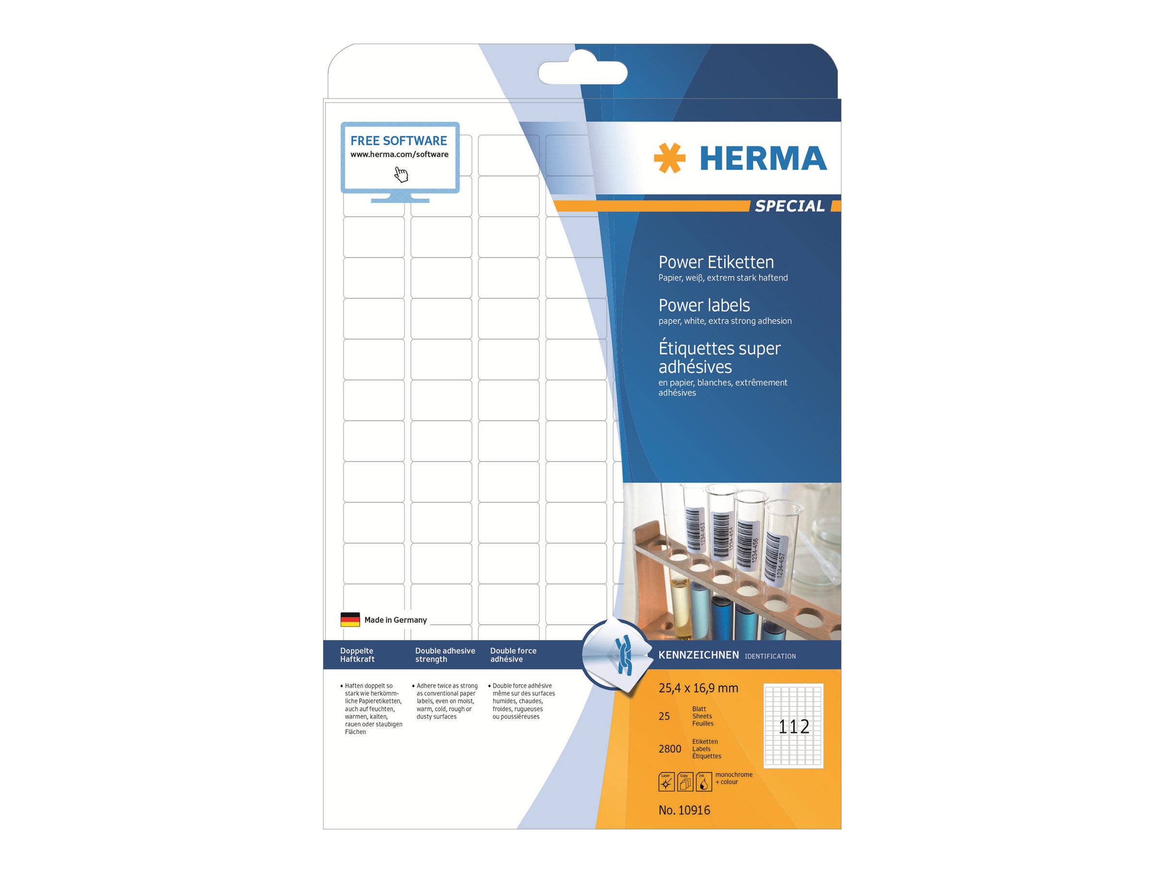 HERMA Etiketten A4 weiß 25,4x16,9 mm extrem haftend 2800 St. - 10916