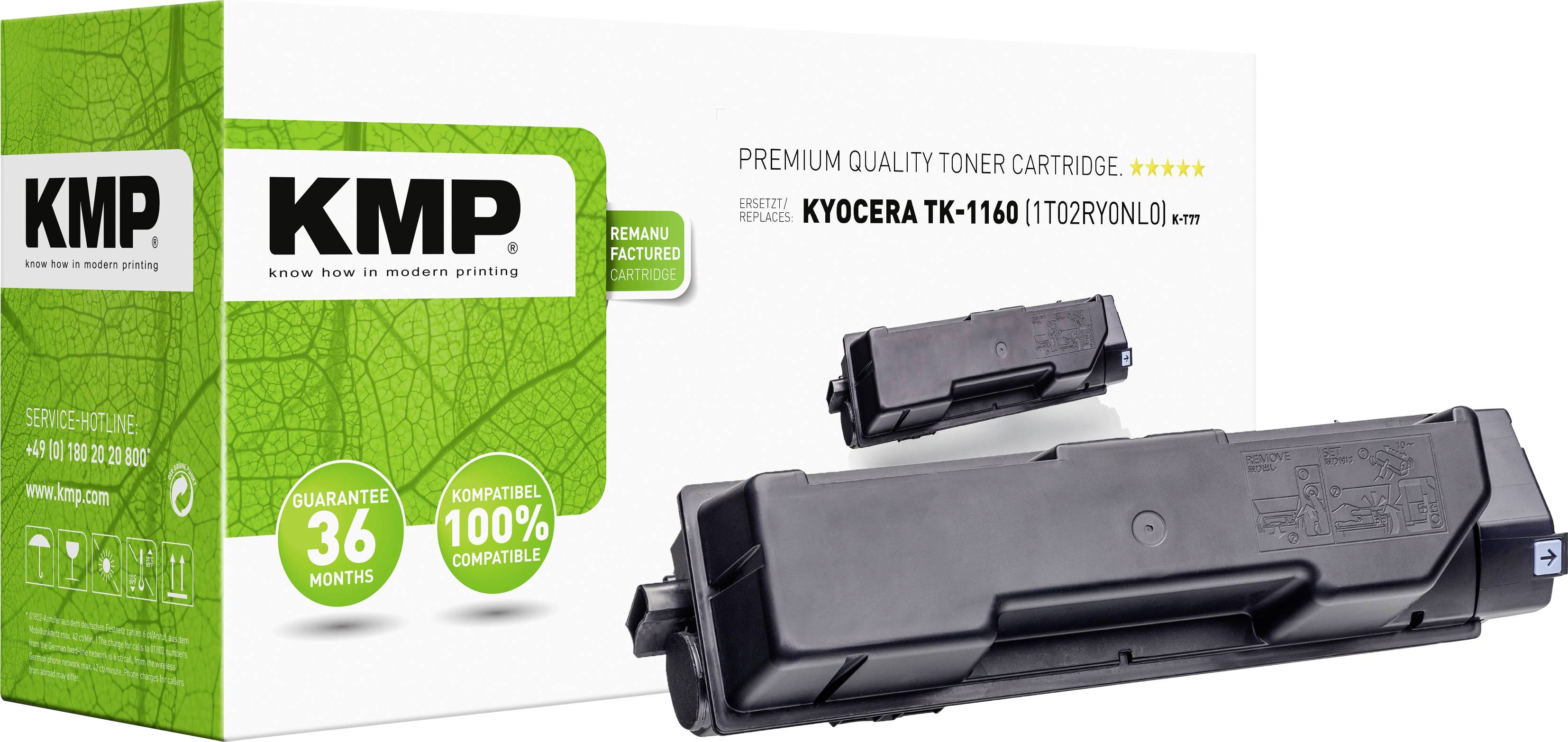 KMP Toner Kyocera TK-1160/TK1160 black 8200 S. K-T77 remanufactured - 2913,0000