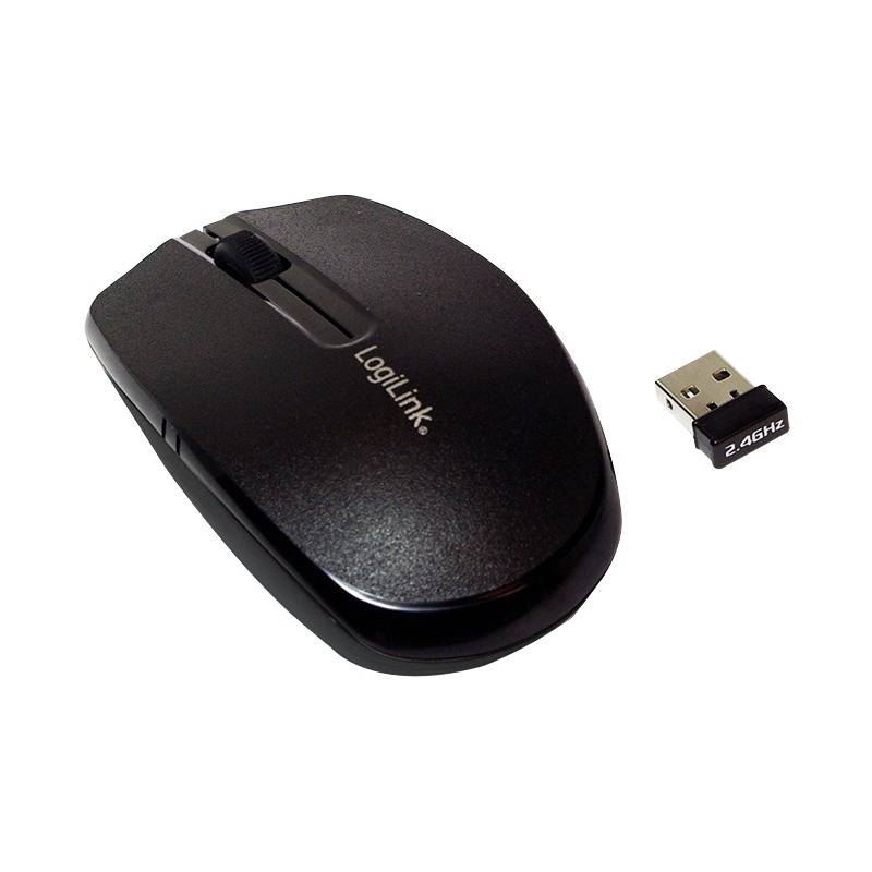 Logilink Maus mini Funk 2.4 GHz 1600dpi optisch scroll black - ID0114