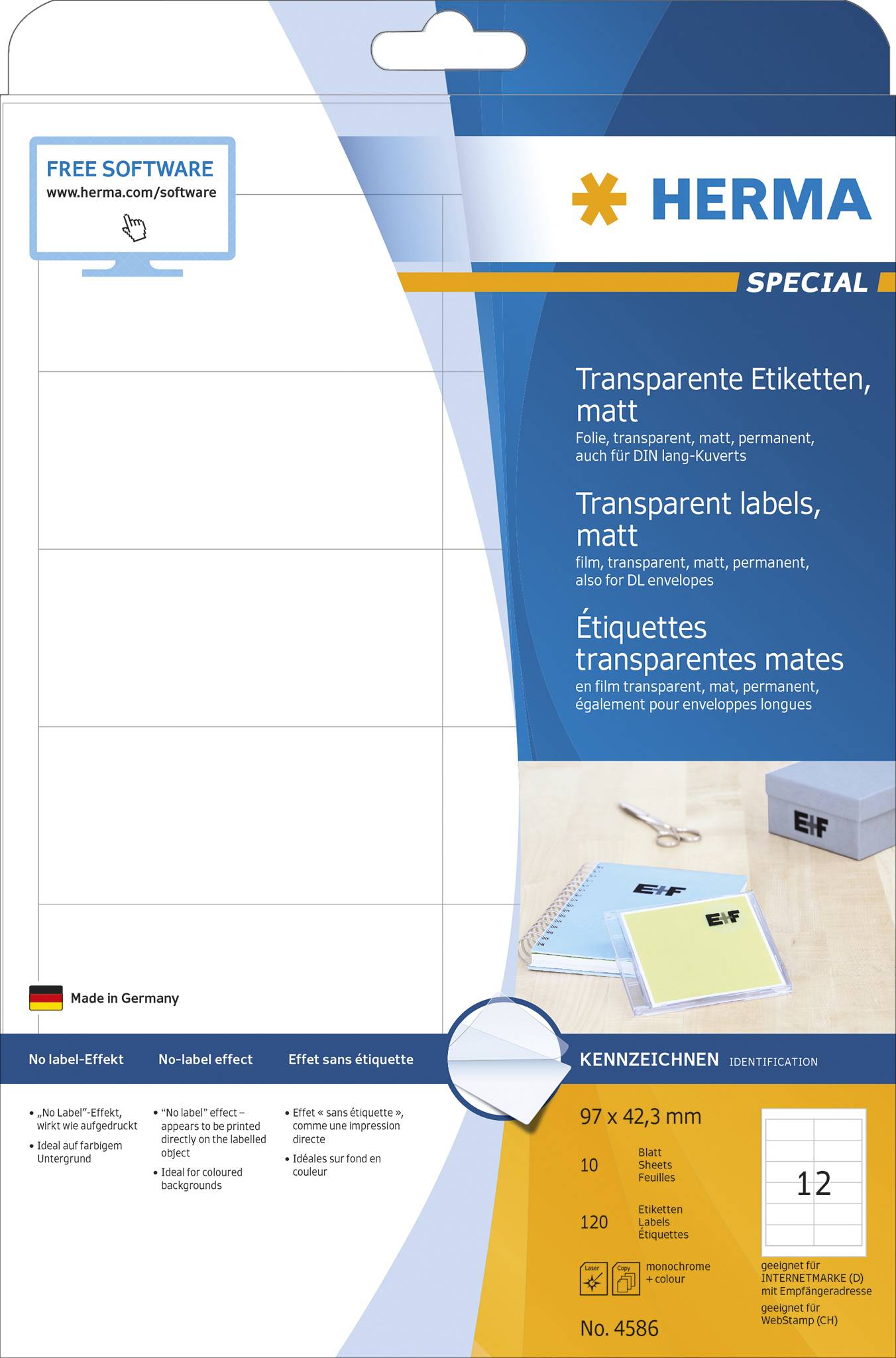 HERMA Etik. transparent A4 matt 97 x 42.3mm wfest 120 St. - 4586