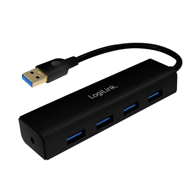 LogiLink USB 3.0 HUB 4-Port, schwarz Kabellänge: 15 cm