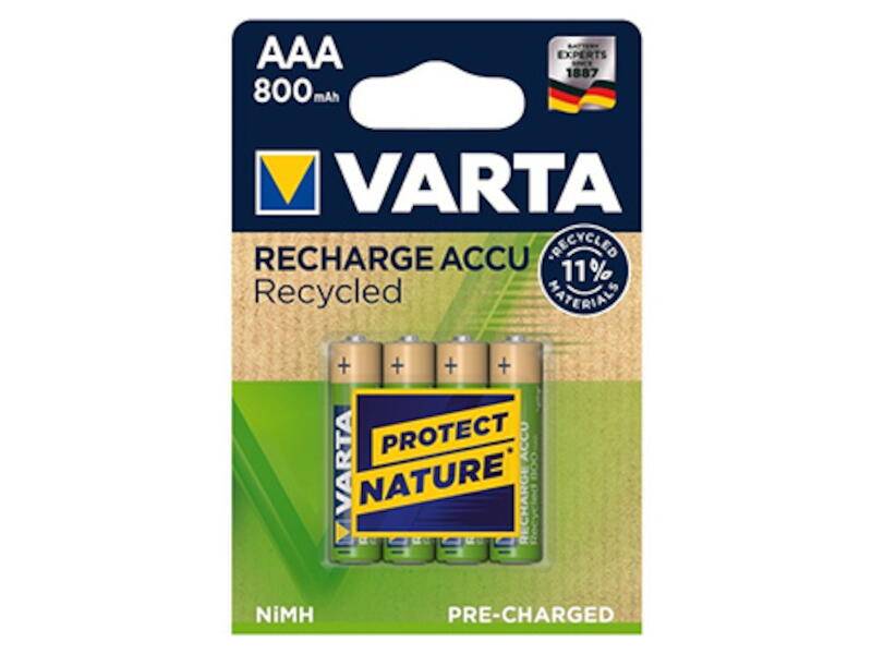 Varta Akku RECHARGE Recycled AAA HR03  800mAh           4St.