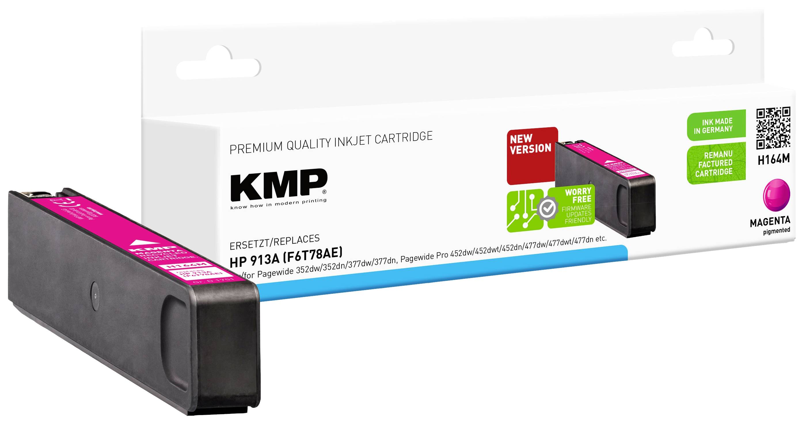 KMP Patrone HP 913A (F6T78AE) magenta 3000 S.  Hybrid-Chip refilled