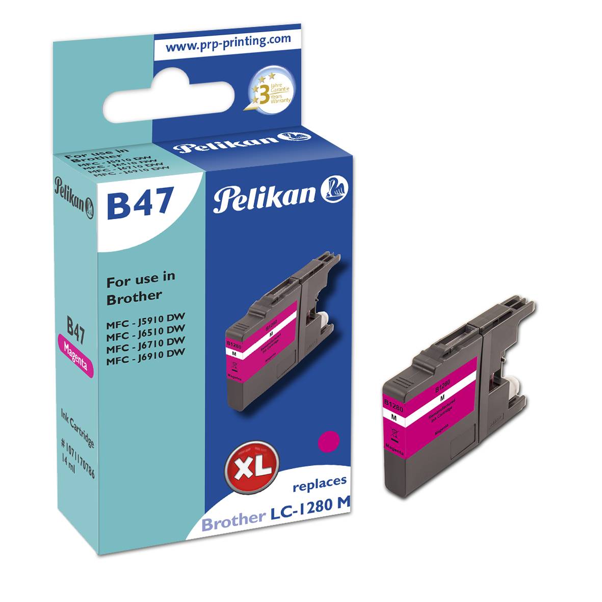 Pelikan Patrone Brother B47 LC1280XL ma magenta remanufactured - 316334