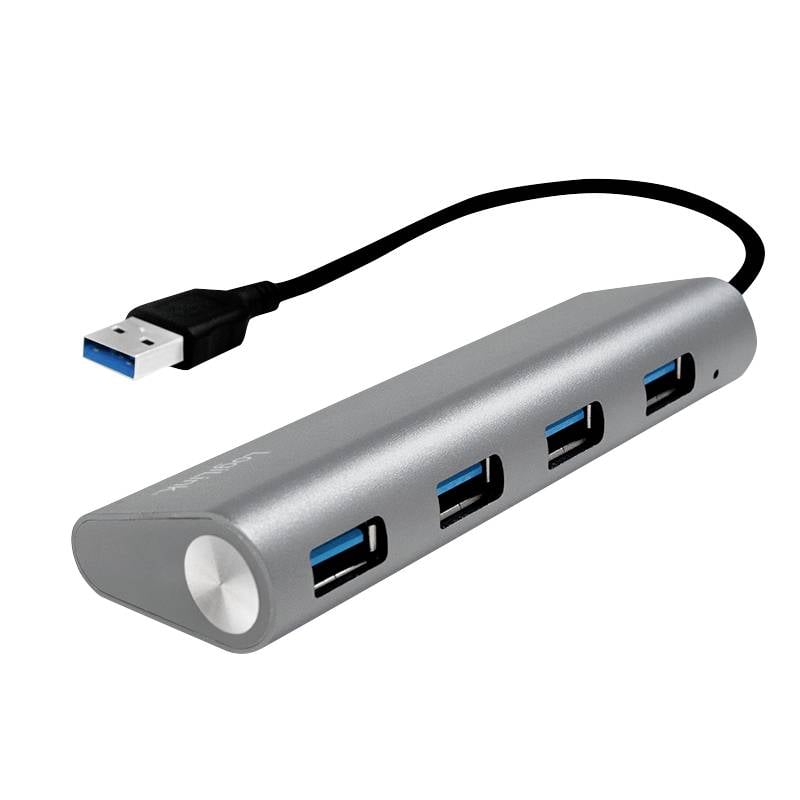 LogiLink USB 3.0 HUB 4-port, Aluminium grau