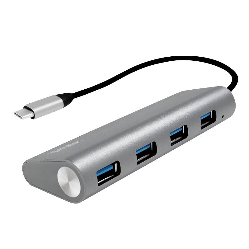 LogiLink USB 3.1 HUB 4-port Type-C Aluminium grau