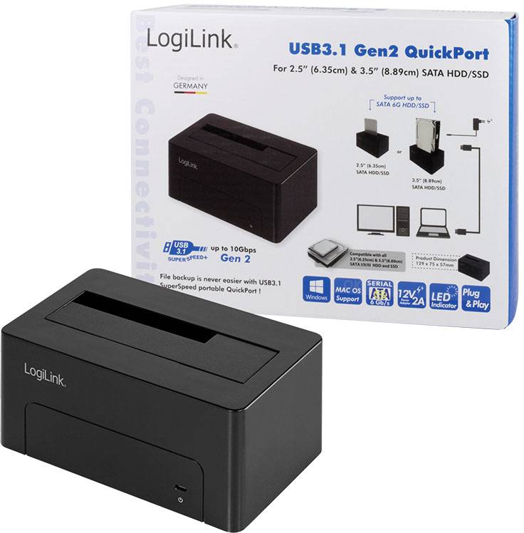 LogiLink USB 3.1 Quickport für 2,5 + 3,5 SATA HDD/SSD - QP0027