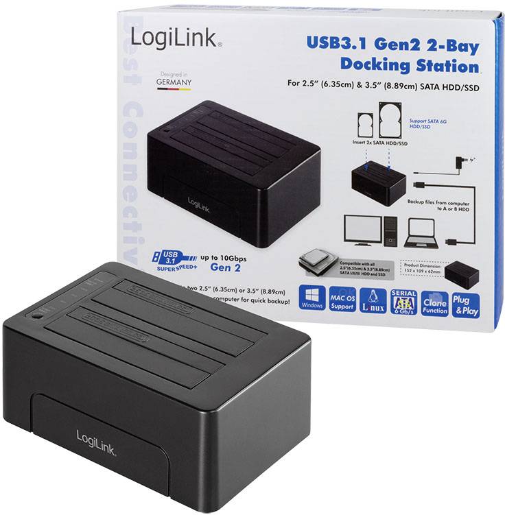 LogiLink USB 3.1 Quickport für 2,5 + 3,5 SATA HDD/SSD