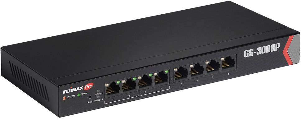 EDIMAX Switch 8x FE GS-3008P (4xPOE Web Managed) - GS-3008P