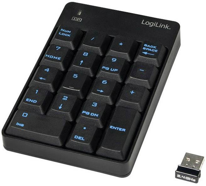 Logilink Keypad wireless, mit 18 Tasten, black - ID0120