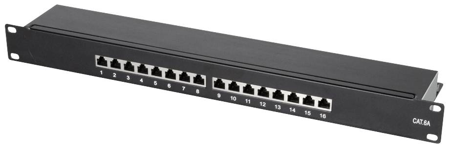 LogiLink 19 Cat.6A Patchpanel, 16-Port, schwarz, 1 HE - NP0076