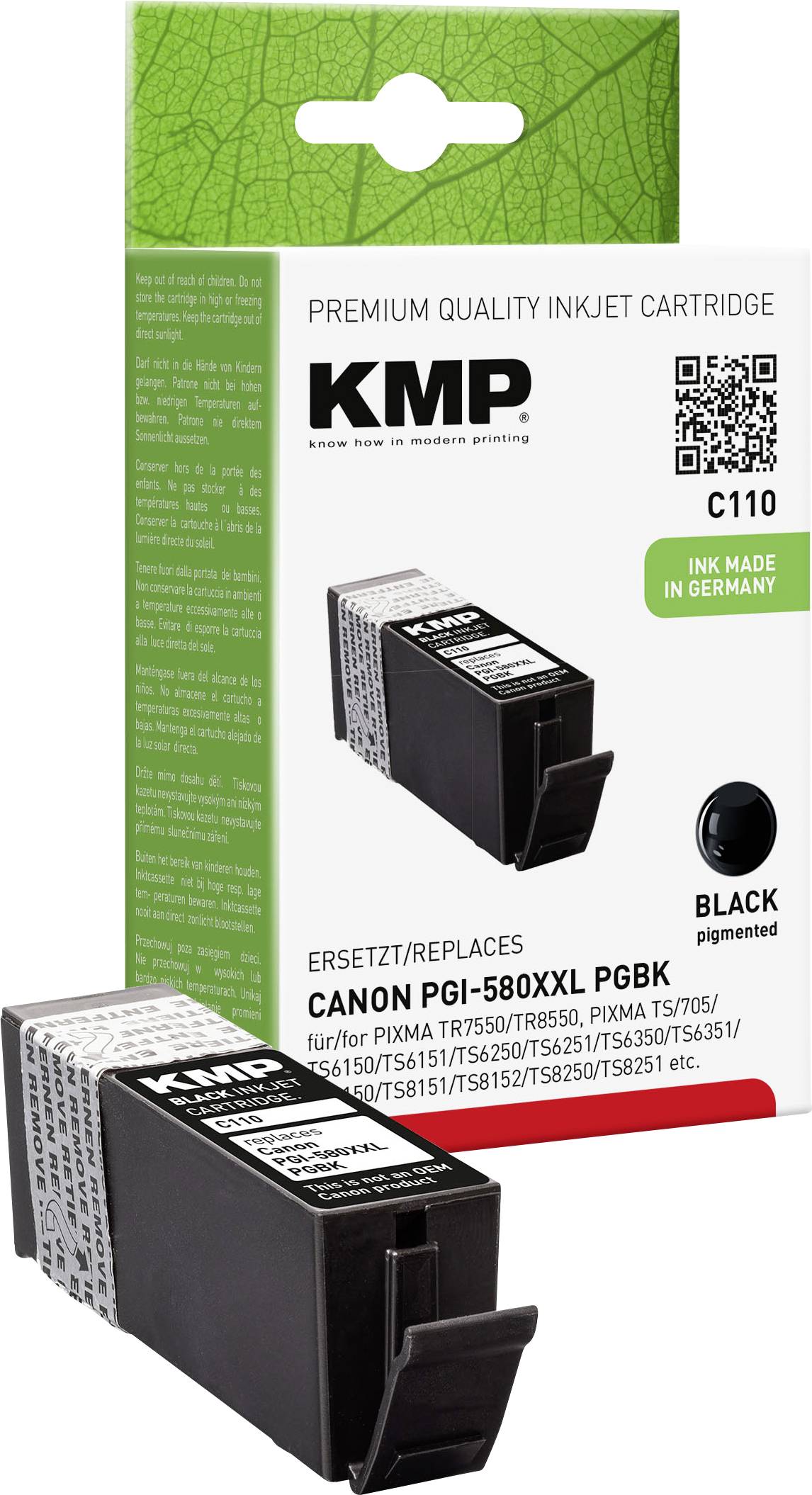 KMP Patrone Canon PGI-580XXL black pig. 600 S. C110 kompatibel - 1576,0201