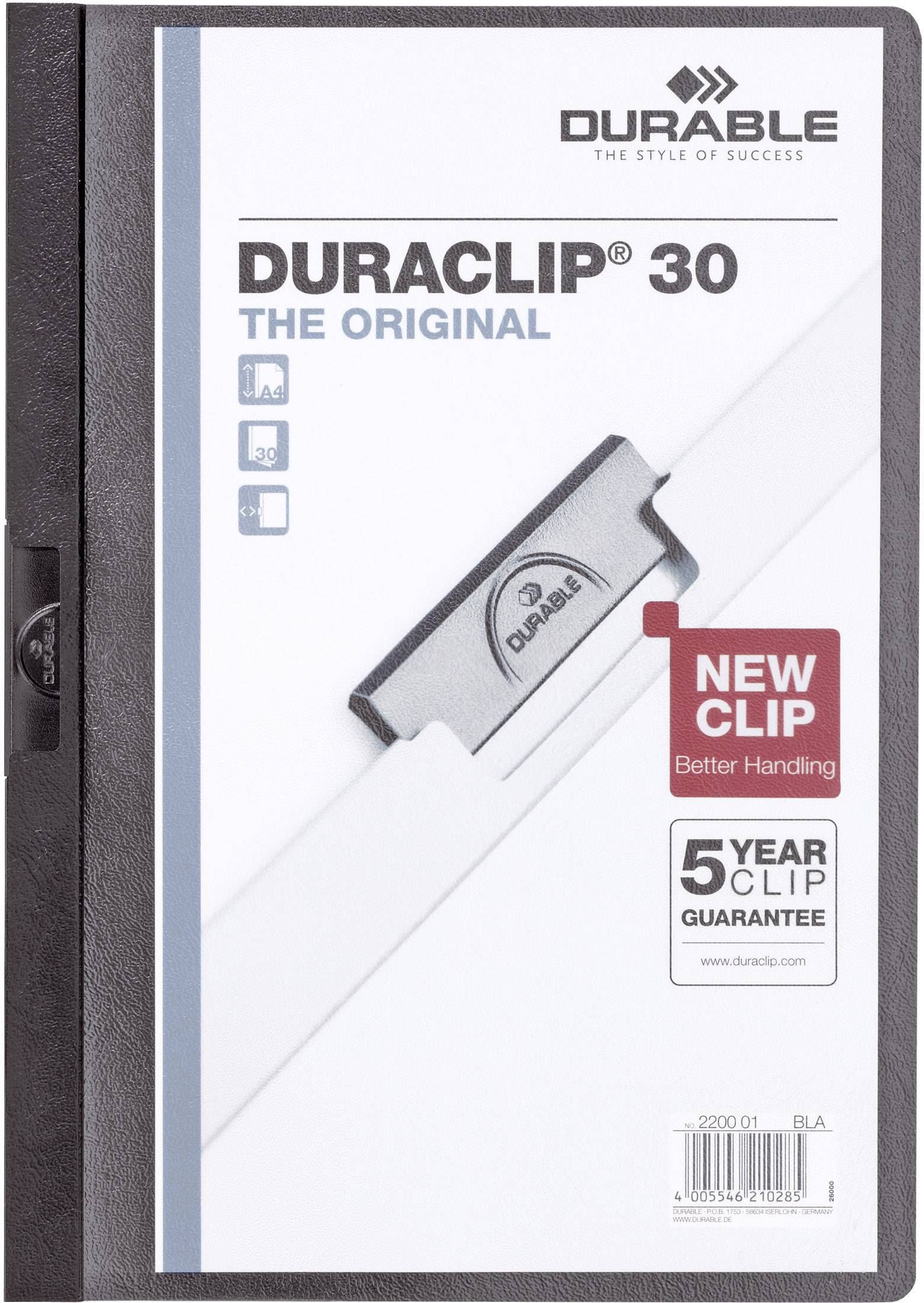 DURABLE Klemm-Mappe Duraclip Original 30 schwarz