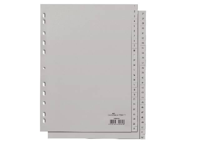 DURABLE Zahlenregister A4 gepr Taben 1-52 PP volldeck. grau