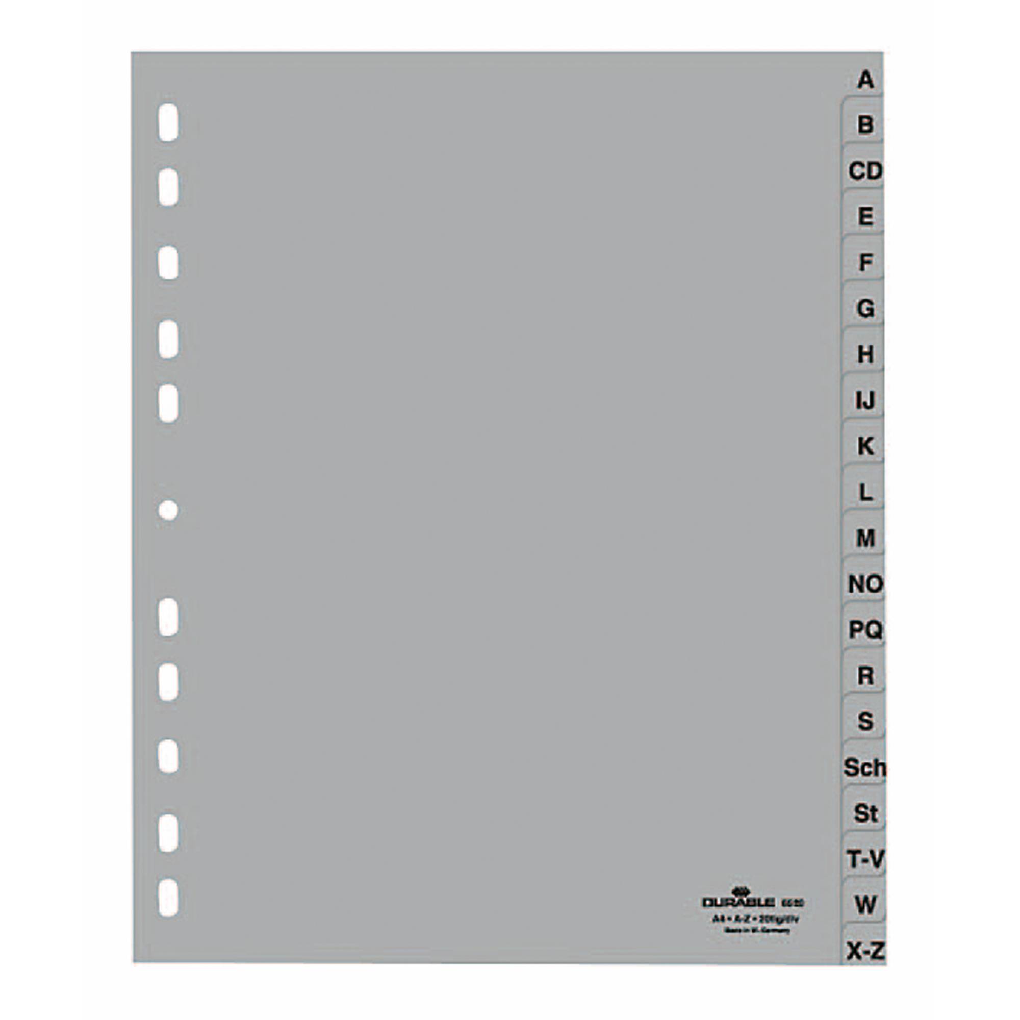 DURABLE A-Z Register A4 20tlg. überbreit grau - 652010