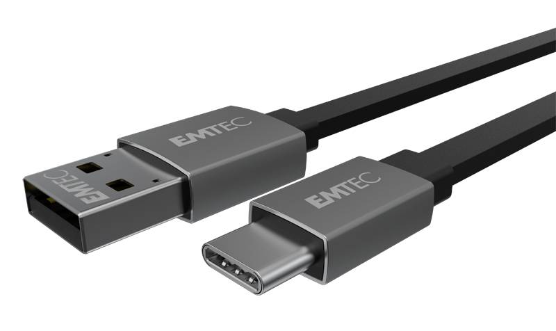 3126170158147 - EMTEC T700 - USB-Kabel - USB Typ A (M) zu USB-C (M) - 3 A - 12 m - flach