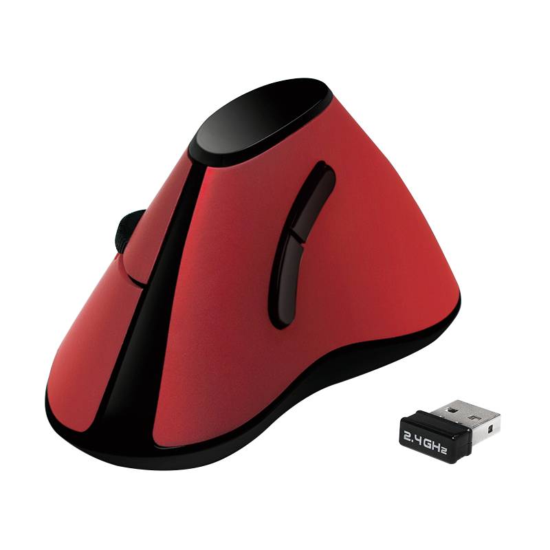 LogiLink Maus, ergonomisch vertikal, Funk 2.4 GHz, rot