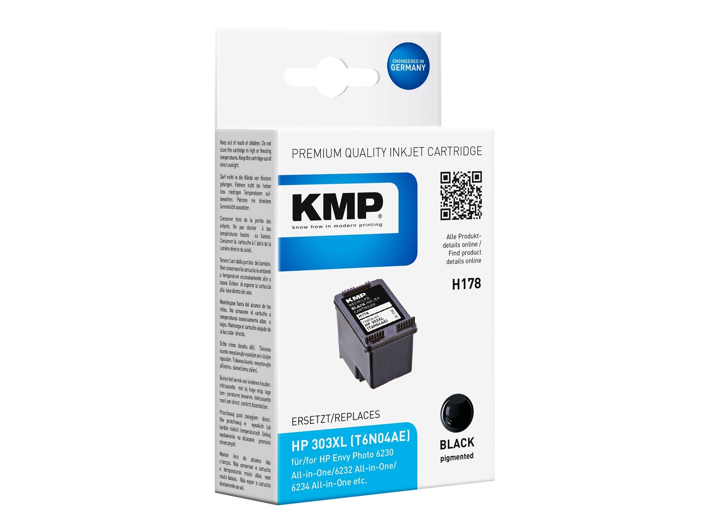 KMP Patrone HP 303XL (T6N04AE) black 600 S. H178 refilled - 1763,4001