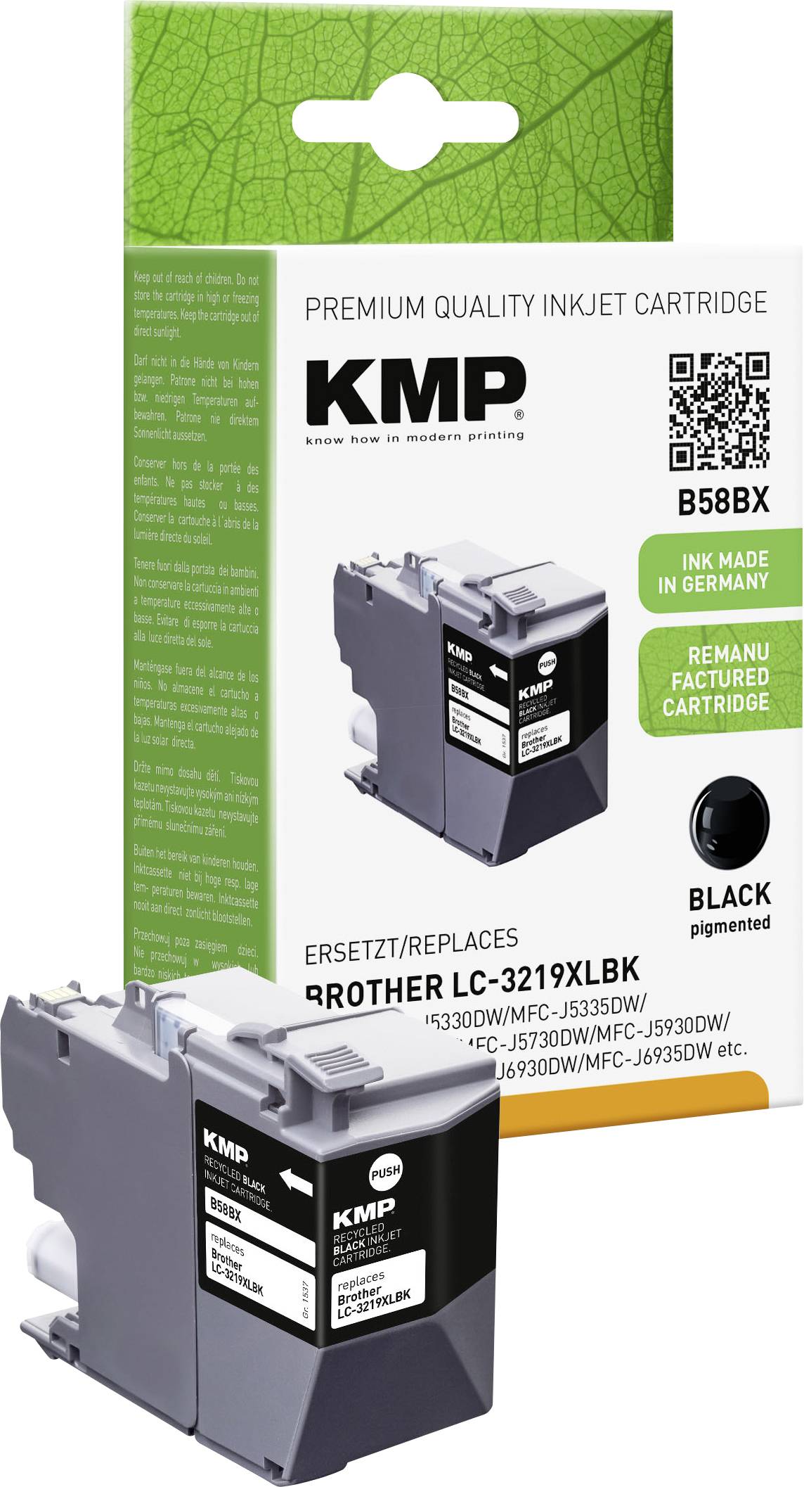 KMP Patrone Brother LC3219XLBK black 3000 S. B58BX refilled - 1537,4001