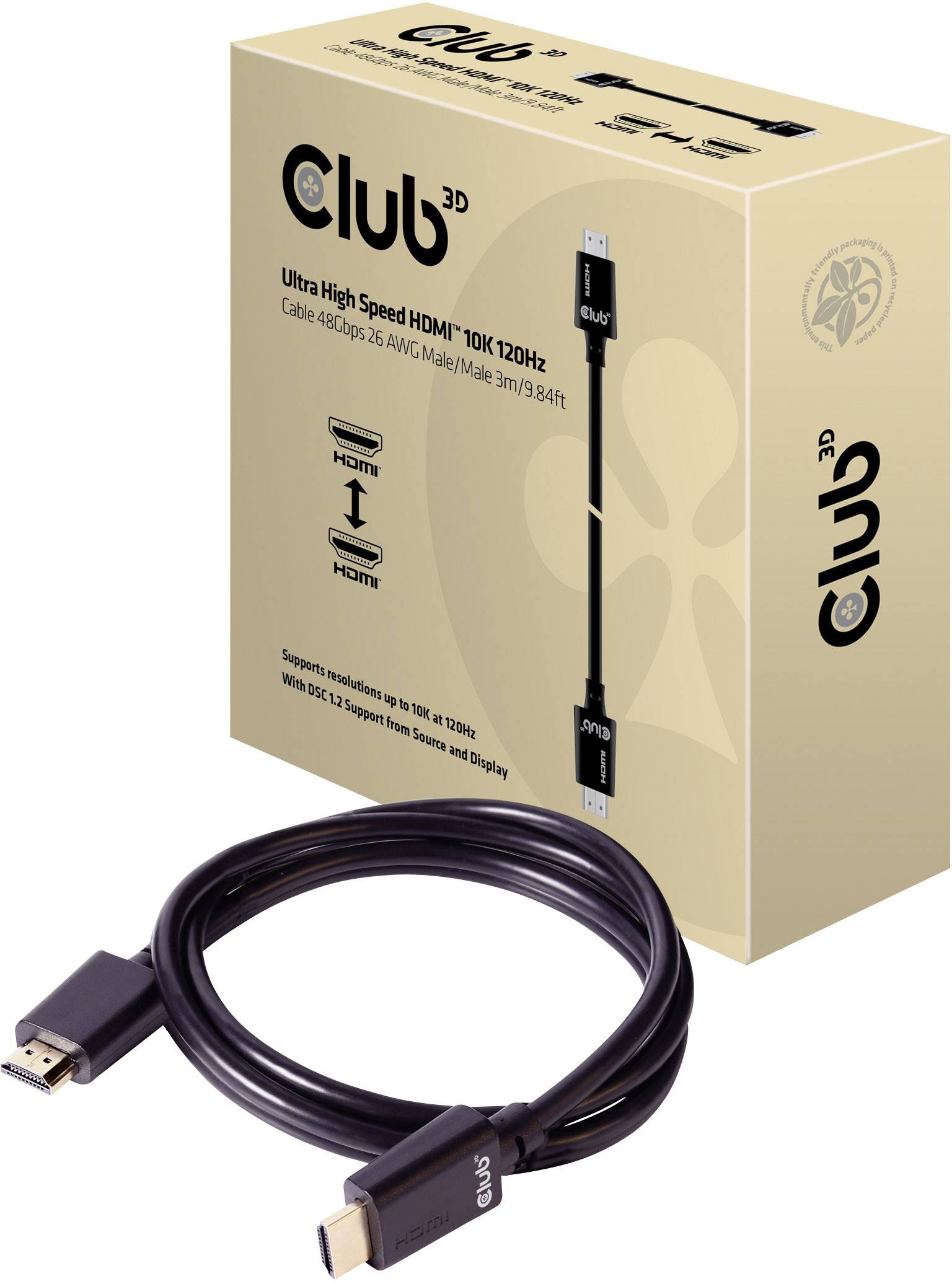 Club3D HDMI-Kabel A -> A 2.1 Ultra High Speed 10K HDR 3m retail - CAC-1373