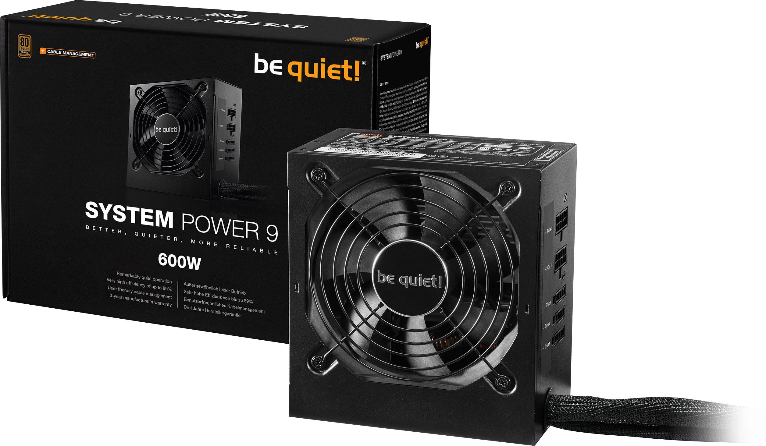 be quiet! Netzteil System Power 9 600W Modular 80+ Bronze - BN302