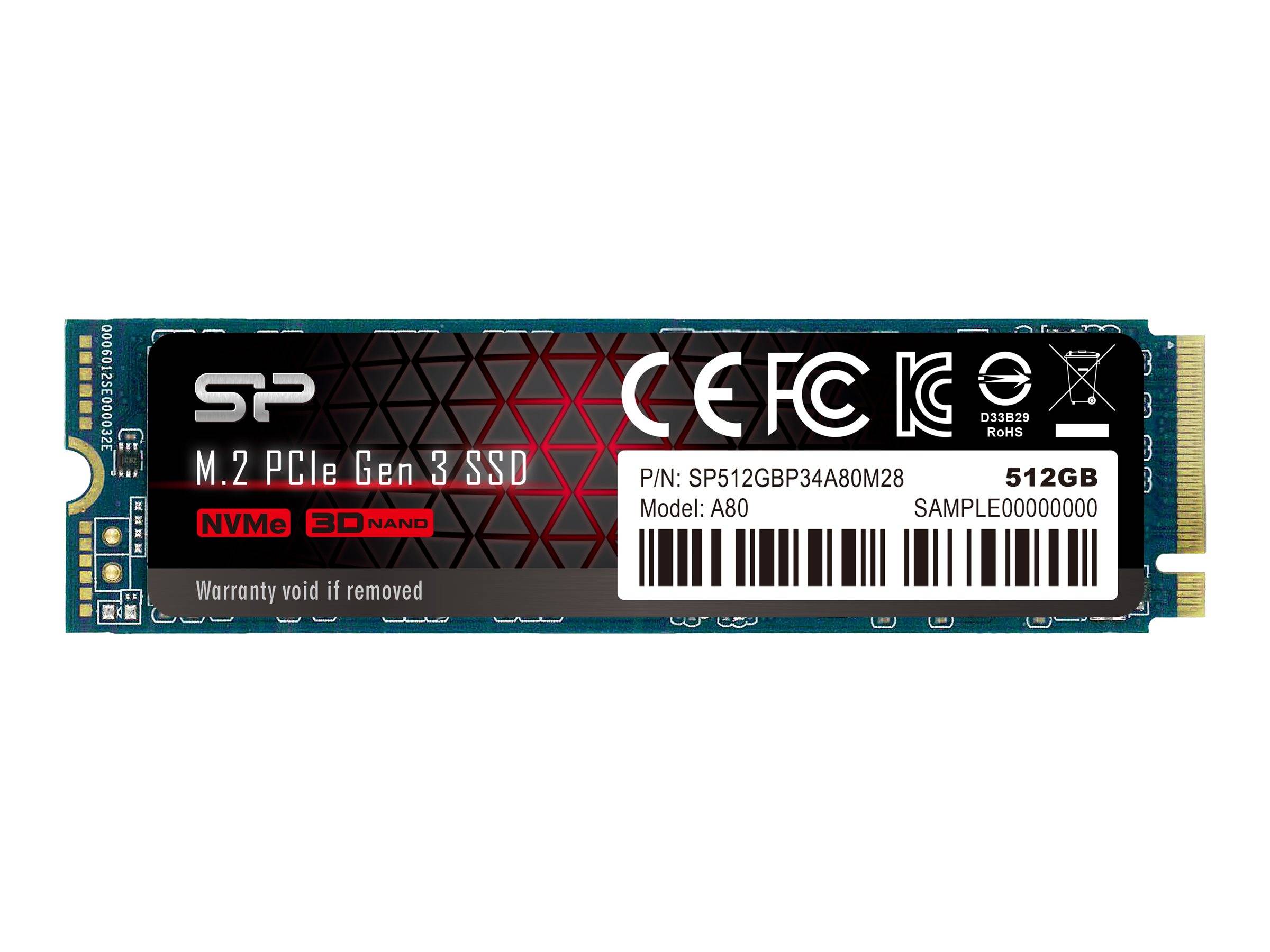 SSD 512GB Silicon Power M.2 PCI-E Ace A80 Gen 3x4 NVMe - SP512GBP34A80M28