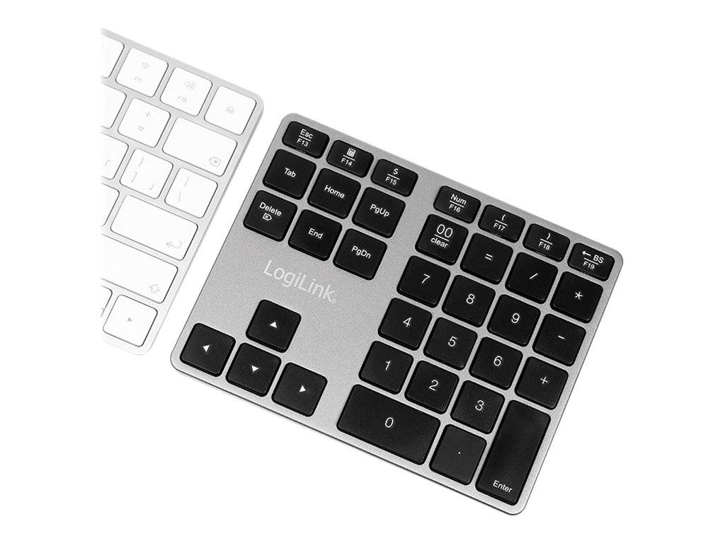 LogiLink Keypad Bluetooth, mit 35 Tasten, ALU, Space grau - ID0187