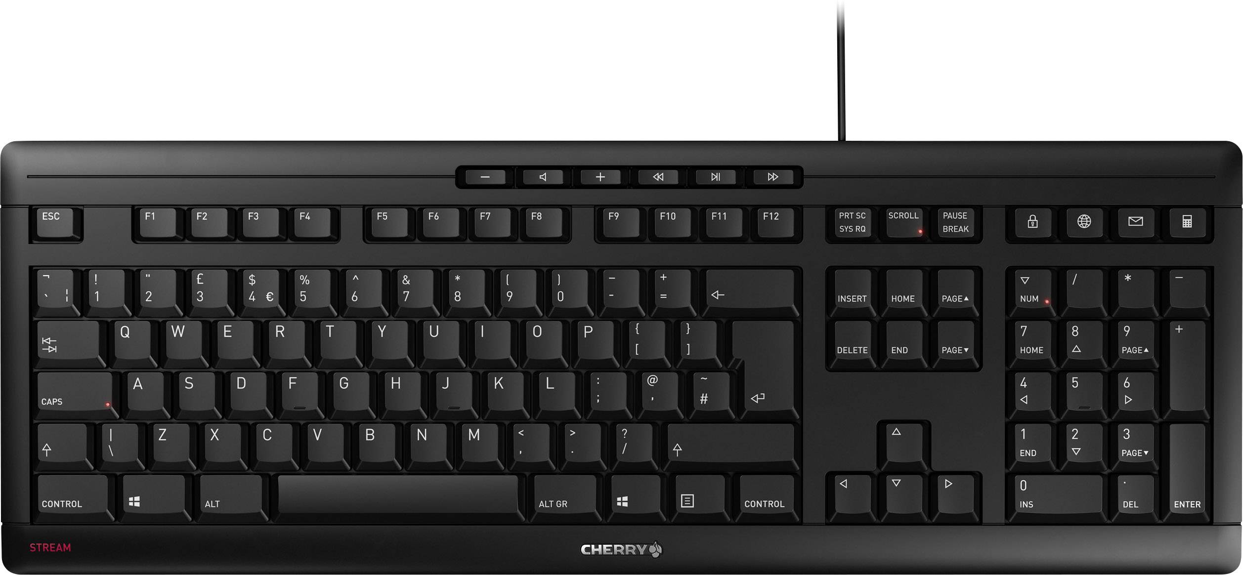 CHERRY TAS STREAM KEYBOARD Corded GB-Layout schwarz - JK-8500GB-2